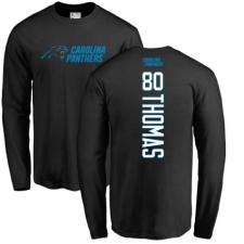 NFL Nike Carolina Panthers #80 Ian Thomas Black Backer Long Sleeve T-Shirt