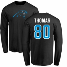 NFL Nike Carolina Panthers #80 Ian Thomas Black Name & Number Logo Long Sleeve T-Shirt