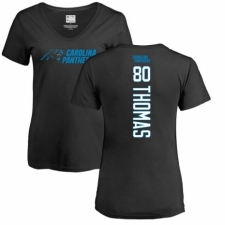 NFL Women's Nike Carolina Panthers #80 Ian Thomas Black Backer T-Shirt