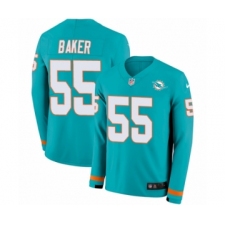Men's Nike Miami Dolphins #55 Jerome Baker Limited Aqua Therma Long Sleeve NFL Jersey
