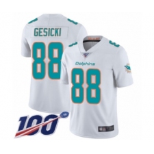 Men's Miami Dolphins #88 Mike Gesicki White Vapor Untouchable Limited Player 100th Season Football Jersey