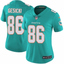 Women's Nike Miami Dolphins #86 Mike Gesicki Aqua Green Team Color Vapor Untouchable Elite Player NFL Jersey