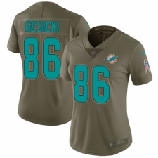 Women's Nike Miami Dolphins #86 Mike Gesicki Limited Olive 2017 Salute to Service NFL Jersey