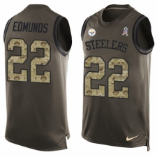 Men's Nike Pittsburgh Steelers #22 Terrell Edmunds Limited Green Salute to Service Tank Top NFL Jersey