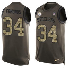Men's Nike Pittsburgh Steelers #34 Terrell Edmunds Limited Green Salute to Service Tank Top NFL Jersey
