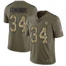 Men's Nike Pittsburgh Steelers #34 Terrell Edmunds Limited Olive Camo 2017 Salute to Service NFL Jersey