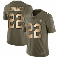 Youth Nike Pittsburgh Steelers #22 Terrell Edmunds Limited Olive Gold 2017 Salute to Service NFL Jersey