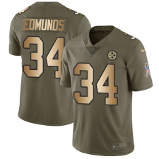 Youth Nike Pittsburgh Steelers #34 Terrell Edmunds Limited Olive Gold 2017 Salute to Service NFL Jersey