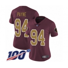 Women's Washington Redskins #94 Da'Ron Payne Burgundy Red Gold Number Alternate 80TH Anniversary Vapor Untouchable Limited Player 100th Season Football Jer