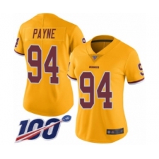 Women's Washington Redskins #94 Da'Ron Payne Limited Gold Rush Vapor Untouchable 100th Season Football Jersey