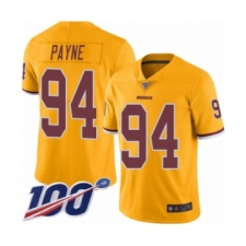 Youth Washington Redskins #94 Da'Ron Payne Limited Gold Rush Vapor Untouchable 100th Season Football Jersey