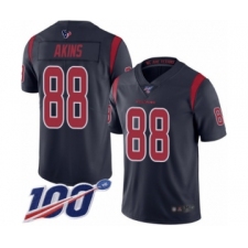 Men's Houston Texans #88 Jordan Akins Limited Navy Blue Rush Vapor Untouchable 100th Season Football Jersey