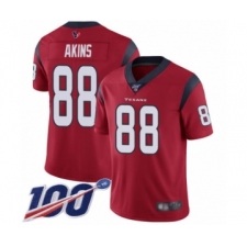 Men's Houston Texans #88 Jordan Akins Red Alternate Vapor Untouchable Limited Player 100th Season Football Jersey