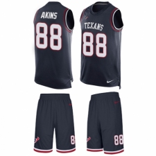 Men's Nike Houston Texans #88 Jordan Akins Limited Navy Blue Tank Top Suit NFL Jersey