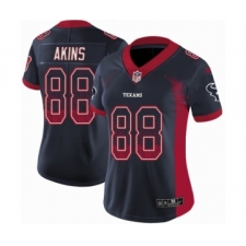 Women's Nike Houston Texans #88 Jordan Akins Limited Navy Blue Rush Drift Fashion NFL Jersey