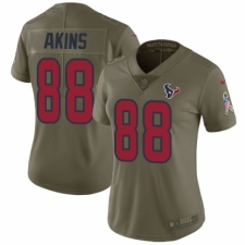Women's Nike Houston Texans #88 Jordan Akins Limited Olive 2017 Salute to Service NFL Jersey