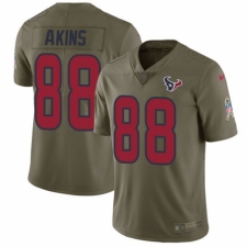 Youth Nike Houston Texans #88 Jordan Akins Limited Olive 2017 Salute to Service NFL Jersey