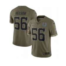 Men's Indianapolis Colts #56 Quenton Nelson 2022 Olive Salute To Service Limited Stitched Jersey