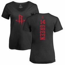 NBA Women's Nike Houston Rockets #14 Gerald Green Black One Color Backer Slim-Fit V-Neck T-Shirt