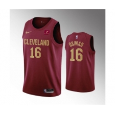 Men's Cleveland Cavaliers #16 Cedi Osman Wine Icon Edition Stitched Basketball Jersey