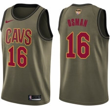 Men's Nike Cleveland Cavaliers #16 Cedi Osman Swingman Green Salute to Service 2018 NBA Finals Bound NBA Jersey