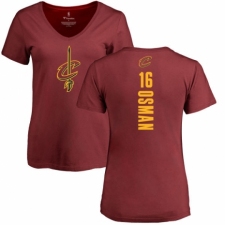 NBA Women's Nike Cleveland Cavaliers #16 Cedi Osman Maroon Backer T-Shirt