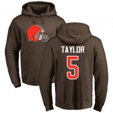 NFL Nike Cleveland Browns #5 Tyrod Taylor Brown Name & Number Logo Pullover Hoodie