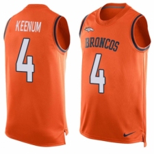 Men's Nike Denver Broncos #4 Case Keenum Limited Orange Player Name & Number Tank Top NFL Jersey