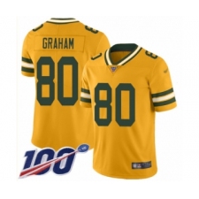 Men's Green Bay Packers #80 Jimmy Graham Limited Gold Inverted Legend 100th Season Football Jersey
