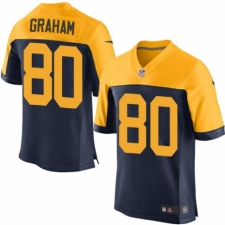 Men's Nike Green Bay Packers #80 Jimmy Graham Elite Navy Blue Alternate NFL Jersey