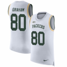 Men's Nike Green Bay Packers #80 Jimmy Graham White Rush Player Name & Number Tank Top NFL Jersey