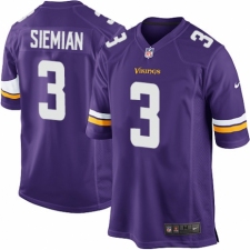 Men's Nike Minnesota Vikings #3 Trevor Siemian Game Purple Team Color NFL Jersey