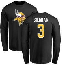NFL Nike Minnesota Vikings #3 Trevor Siemian Black Name & Number Logo Long Sleeve T-Shirt
