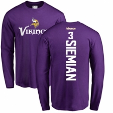 NFL Nike Minnesota Vikings #3 Trevor Siemian Purple Backer Long Sleeve T-Shirt