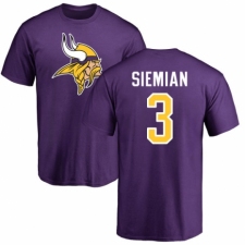 NFL Nike Minnesota Vikings #3 Trevor Siemian Purple Name & Number Logo T-Shirt
