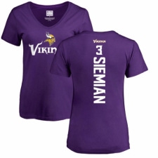 NFL Women's Nike Minnesota Vikings #3 Trevor Siemian Purple Backer Slim Fit T-Shirt