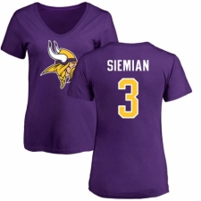 NFL Women's Nike Minnesota Vikings #3 Trevor Siemian Purple Name & Number Logo Slim Fit T-Shirt