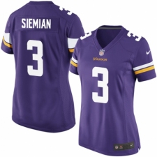 Women's Nike Minnesota Vikings #3 Trevor Siemian Game Purple Team Color NFL Jersey