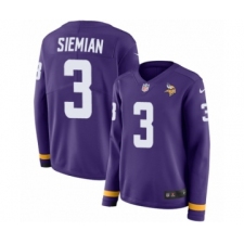 Women's Nike Minnesota Vikings #3 Trevor Siemian Limited Purple Therma Long Sleeve NFL Jersey