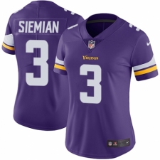 Women's Nike Minnesota Vikings #3 Trevor Siemian Purple Team Color Vapor Untouchable Limited Player NFL Jersey