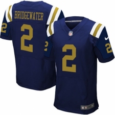 Men's Nike New York Jets #2 Teddy Bridgewater Elite Navy Blue Alternate NFL Jersey