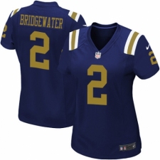 Women's Nike New York Jets #2 Teddy Bridgewater Elite Navy Blue Alternate NFL Jersey