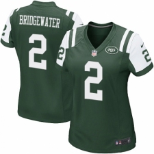 Women's Nike New York Jets #2 Teddy Bridgewater Game Green Team Color NFL Jersey