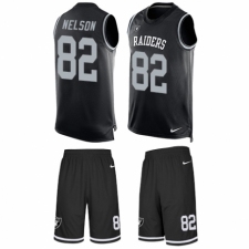 Men's Nike Oakland Raiders #82 Jordy Nelson Limited Black Tank Top Suit NFL Jersey