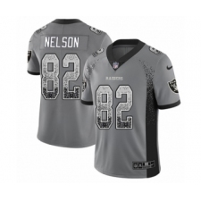 Men's Nike Oakland Raiders #82 Jordy Nelson Limited Gray Rush Drift Fashion NFL Jersey