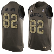 Men's Nike Oakland Raiders #82 Jordy Nelson Limited Green Salute to Service Tank Top NFL Jersey