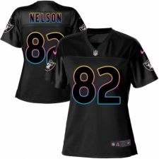 Women's Nike Oakland Raiders #82 Jordy Nelson Game Black Fashion NFL Jersey