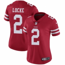 Women's Nike San Francisco 49ers #2 Jeff Locke Red Team Color Vapor Untouchable Elite Player NFL Jersey