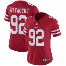 Women's Nike San Francisco 49ers #92 Jeremiah Attaochu Red Team Color Vapor Untouchable Elite Player NFL Jersey