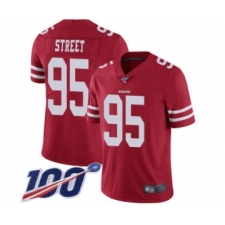 Men's San Francisco 49ers #95 Kentavius Street Red Team Color Vapor Untouchable Limited Player 100th Season Football Jersey
